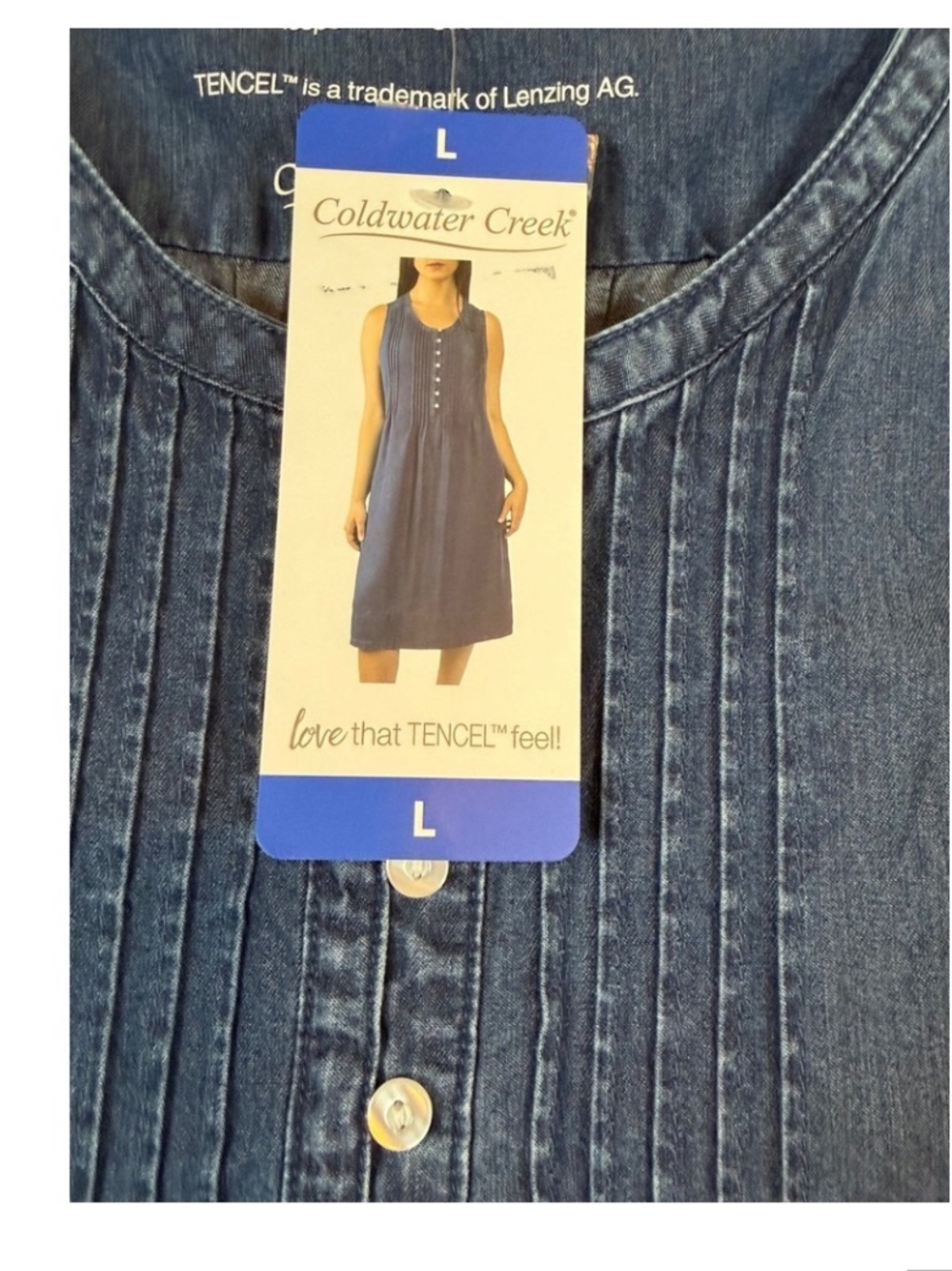 Sleeveless Denim Midi Dress with Button Front SU09 - Picture 3 of 4